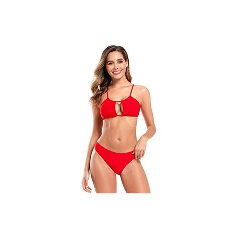 Shekini Costume Da Bagno Due Pezzi Sliding Bandage Regolabile Cutout Halter Top Bikini Da Donna