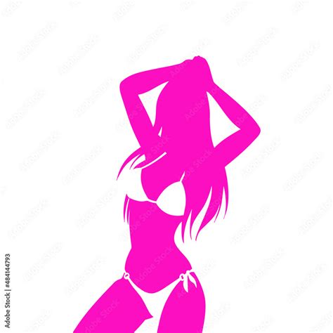 Traje de baño Moda de verano Icono plano con silueta de mujer con bikini en espacio negativo