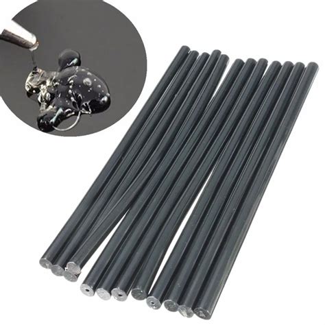 12 Pcs 7mm Diameter 190mm Long Crafting Models Black Plastic Hot Melt Glue Stick In Hot Melt