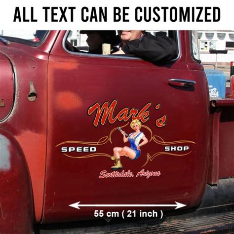 Pcs Personalized Pinup Girl Spark Plug Hot Rod Garage Pinstriping Vinyl Stickers Bluefink
