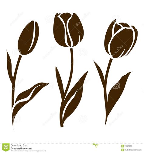 Set Of Tulip Silhouette Vector Illustration Collection Of Decorative