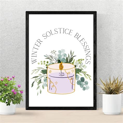 Winter Solstice Art Print Solstice Candle And Greenery Pagan Yule