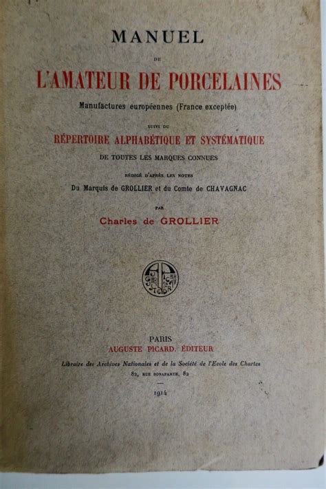 Porcelaine Manuel De L Amateur De Porcelaines Les Livres Anciens