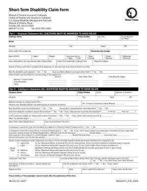 Short Term Disability Form Template Fill Online Printable Fillable