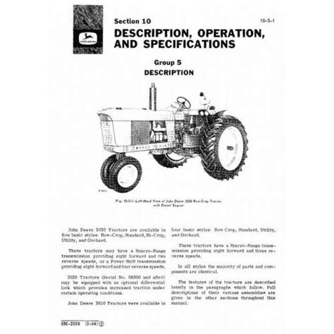 JOHN DEERE 3020 TRACTOR SERVICE MANUAL SM2038 - PDF FILE – The Manuals ...