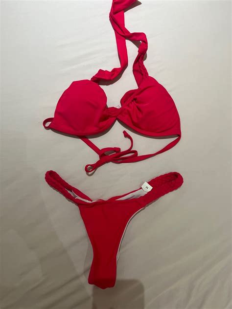 Self Tie Bikini In Fuchsia Women S Fashion Swimwear Bikinis Swimsuits On Carousell