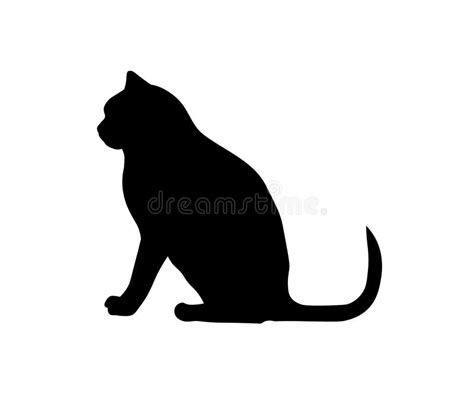 Black Silhouette of a Cat Sitting Sideways Stock Vector - Illustration ...