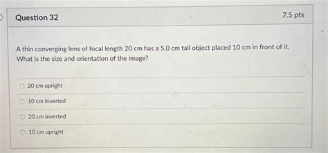 Solved A thin converging lens of focal length 20 cm has a | Chegg.com