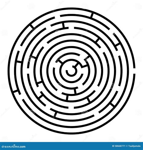 Black And White Round Maze Stock Vector Illustration Of Object 58668771