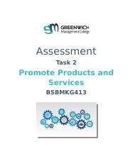 Assessment Task Bsbmkg Docx Assessment Task Promote