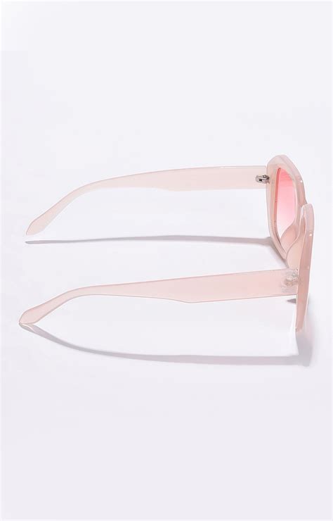 Women's Pink Lens Pink Oval Sunglasses