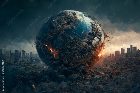 Destroyed Planet Earth World Global Disaster Generative Ai 3d