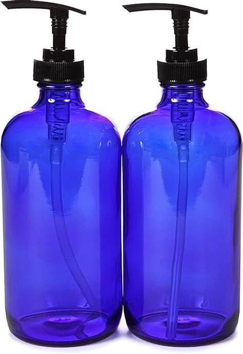 Vivaplex Large Oz Empty Cobalt Blue Glass Bottles With Black