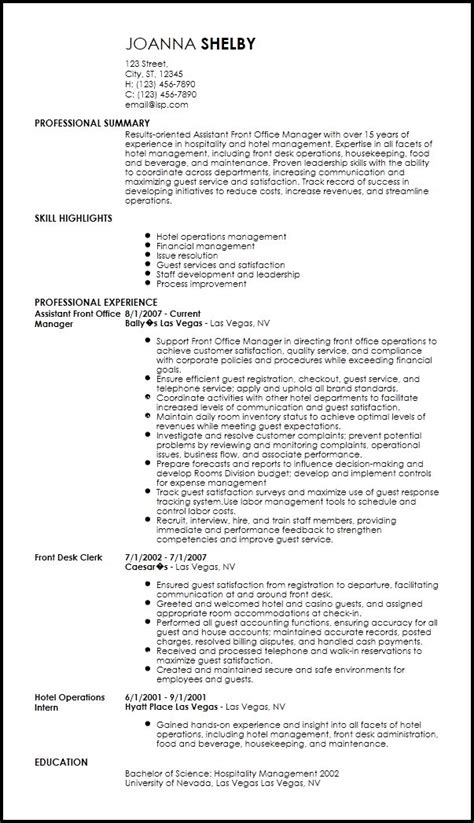 Resume Templates Hospitality 4 Professional Templates Resume