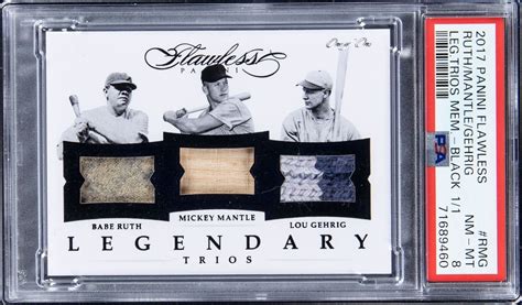 FLAWLESS BABE RUTH MICKEY MANTLE LOU GEHRIG TRIOS GAME USED