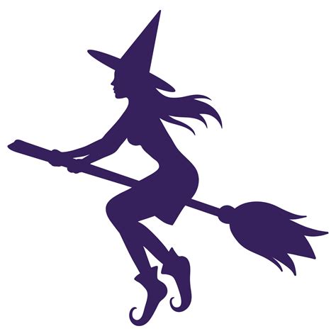 Silhouette Of A Witch Flying On A Broomstick Vector Art At