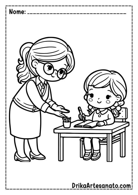 Desenho De Professora E Aluno Para Colorir - 50 Desenhos de Professora para Colorir Grátis em PDF