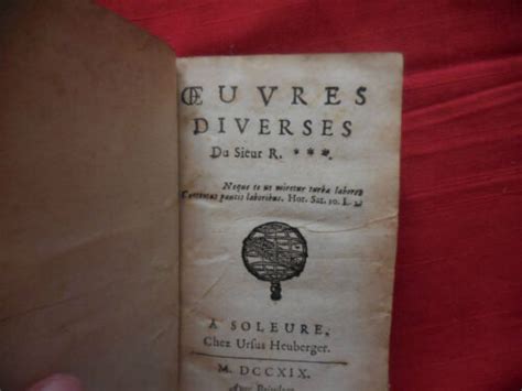 Anonyme Jean Baptiste Rousseau Oeuvres Diverses Du Sieur De R