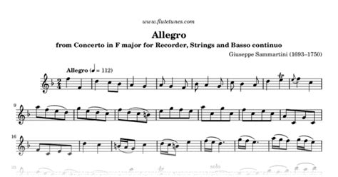 Allegro From Concerto In F Major For Recorder Strings And Basso