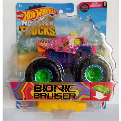 Hot Wheels Monster Trucks Bionic Bruiser Neon Mattel FYJ Submarino