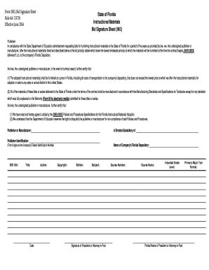 Fillable Online Fldoe Form Im Bid Signature Sheet Fax Email Print