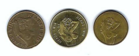 Vintage Nude Busty Woman Heads Tails Adult Peepshow Good For Coins Tokens Xxxx