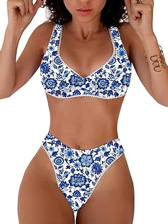 Amazon TASHEHE Women S Floral Bikini Set Underwire Push Up Swimsuit Two Piece Bathing Suit
