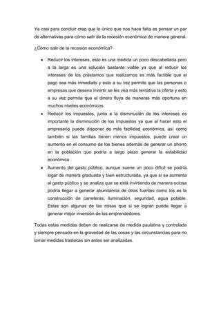 Jaime Paniagua Recesion Economica PDF