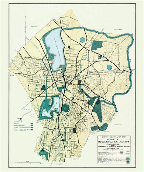 1924 Town Map of Wakefield Massachusetts - Etsy