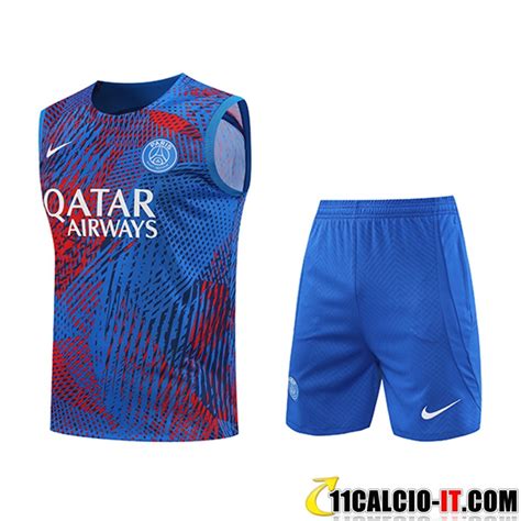 Siti Kit Canotta Allenamento Pantaloncini PSG Rosso Blu 2022 2023