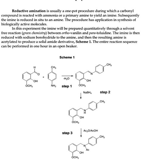 Solved Reductive Amination Is Usually A One Pot Procedure During Which A Carbonyl Compound