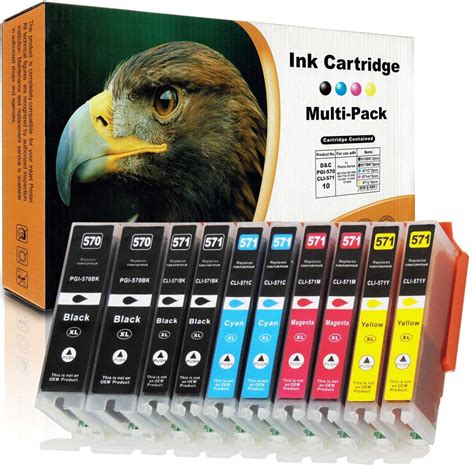 D&C ersetzt 10er Set Canon CLI-571 XL, PGI-570 XL Druckerpatronen Tinte ...