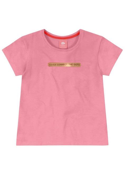 Blusa Manga Curta Malha Menina Rosa Lilica Ripilica