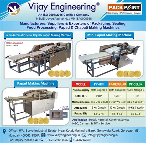 Mini Papad Making Machine Best Price Vijay Engineering Mumbai India