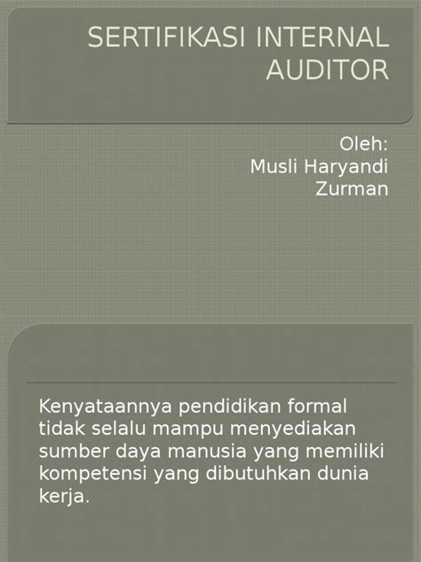 PDF Sertifikasi Internal Auditor DOKUMEN TIPS