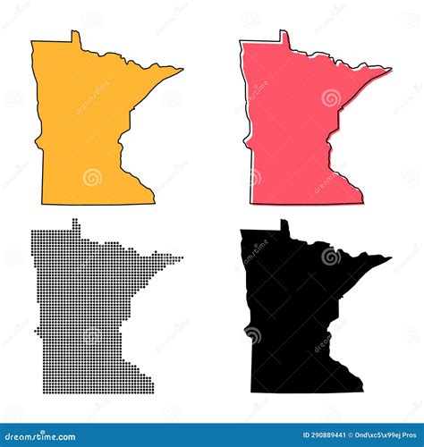 Set of Minnesota Map, United States of America. Flat Concept Symbol ...