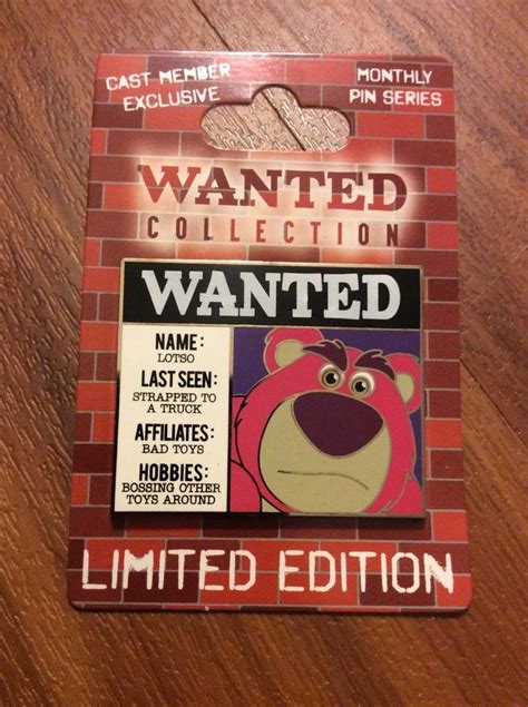 Lotso Wanted Poster Pin Disney Cast Member Exclusive Villain Toy Story 3 Pixar | #1909936993