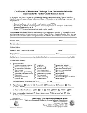 Fillable Online Certification Of Wastewater Discharge From Commercial