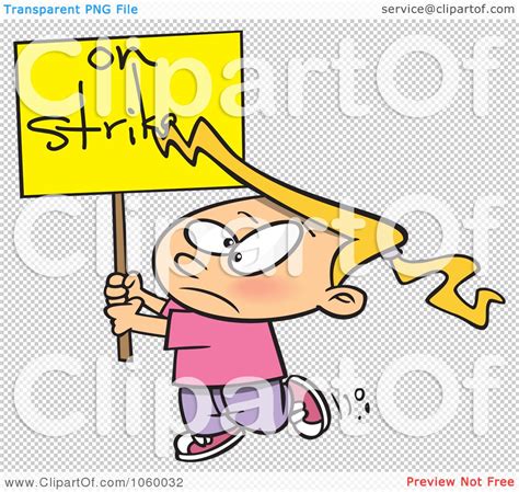 Royalty-Free Vector Clip Art Illustration of a Cartoon Girl On Strike ...