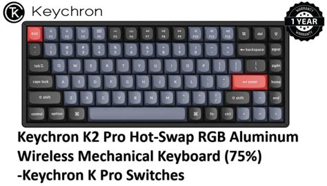 Keychron K2 Pro QMK VIA Hot Swap RGB Aluminum Wireless Mechanical Keyboard 75 Type C Hot