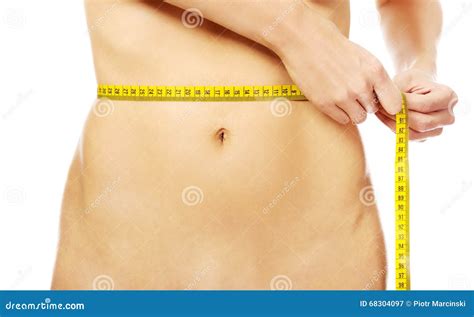 Naked Woman Measuring Her Body Stock Image Image Of Shape Beautiful