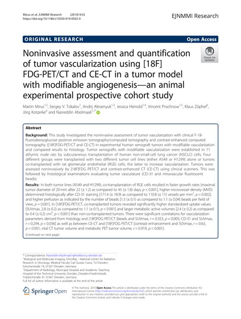 Pdf Noninvasive Assessment And Quantification Of Tumor