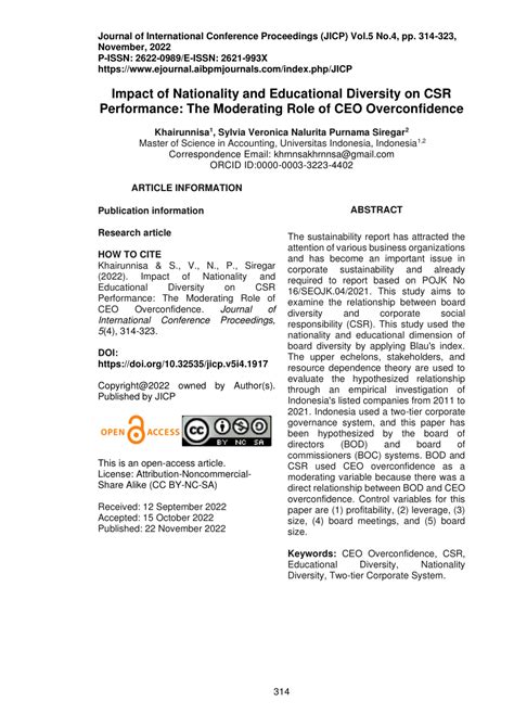 PDF Impact Of Nationality And Educational Diversity On CSR