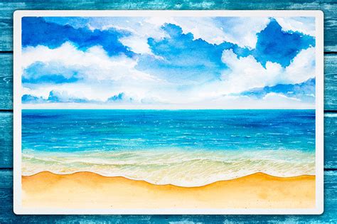 Seascapes. Watercolor illustrations. By Alex Green | TheHungryJPEG