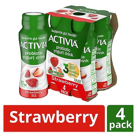 Activia Strawberry Probiotic Lowfat Yogurt Drink Probiotic Yogurt Drinks 4 Ct 7 Fl Ounce