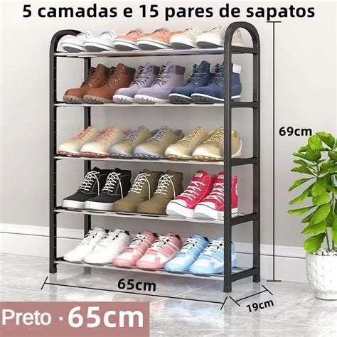 5 Andares Largura 65cm 15 Pares Sapateira De Metal E Plastico