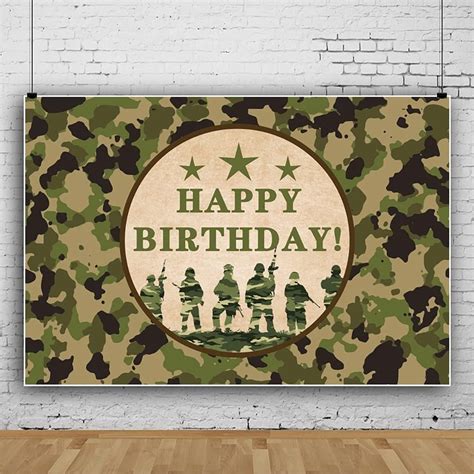 Happy Birthday Military Camouflage Backdrops For Army Soldier Three