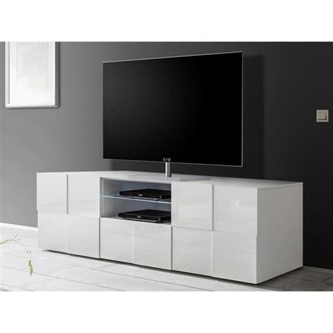 Meuble Tv Calisto Leds Portes Tiroir Blanc Laqu Vente