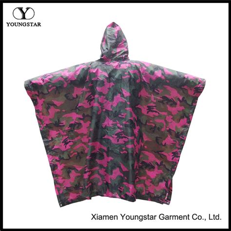 Military Camouflage Waterproof Rain Poncho For Adults Professional Manufacturer Of Rainwear