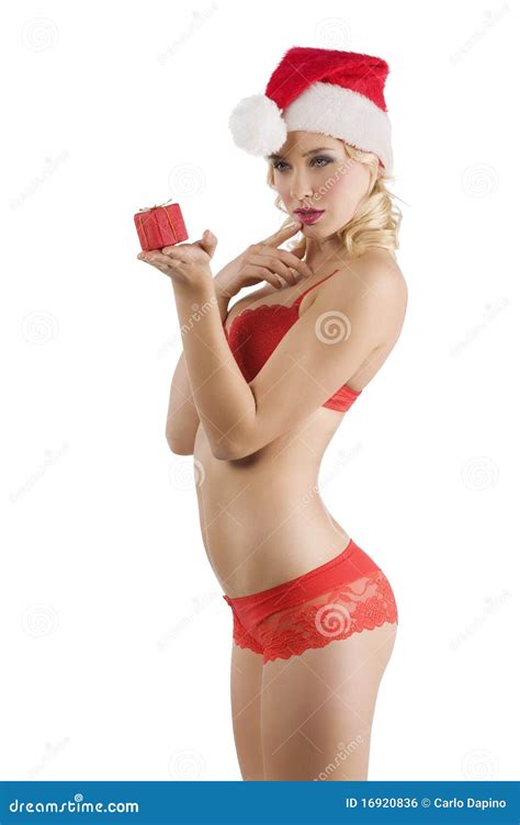 Santa Claus In Red Lingerie Stock Photo Image Of Attractive Fashion 16920836